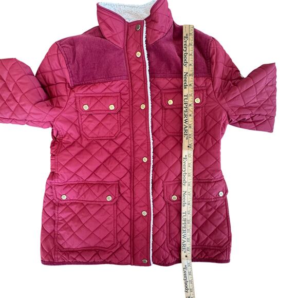 Lauren Ralph Lauren Red Barn Coat Sherpa collar Winter Quilted Puffer Medium zip - Picture 6 of 10